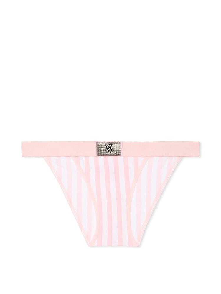 Victoria's Secret Pretty Blossom Pink Stripe Brazilian Logo Shine Patch Knickers - Image 2 of 2 Victoria's Secret Pretty Blossom Pink Stripe Brazilian Logo Shine Patch Knickers - Image 2 of 2