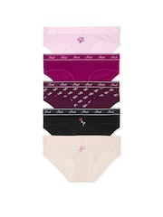 PINK Black/Purple/Nude/Pink Hipster 5 Pack Knickers - Image 1 of 1
