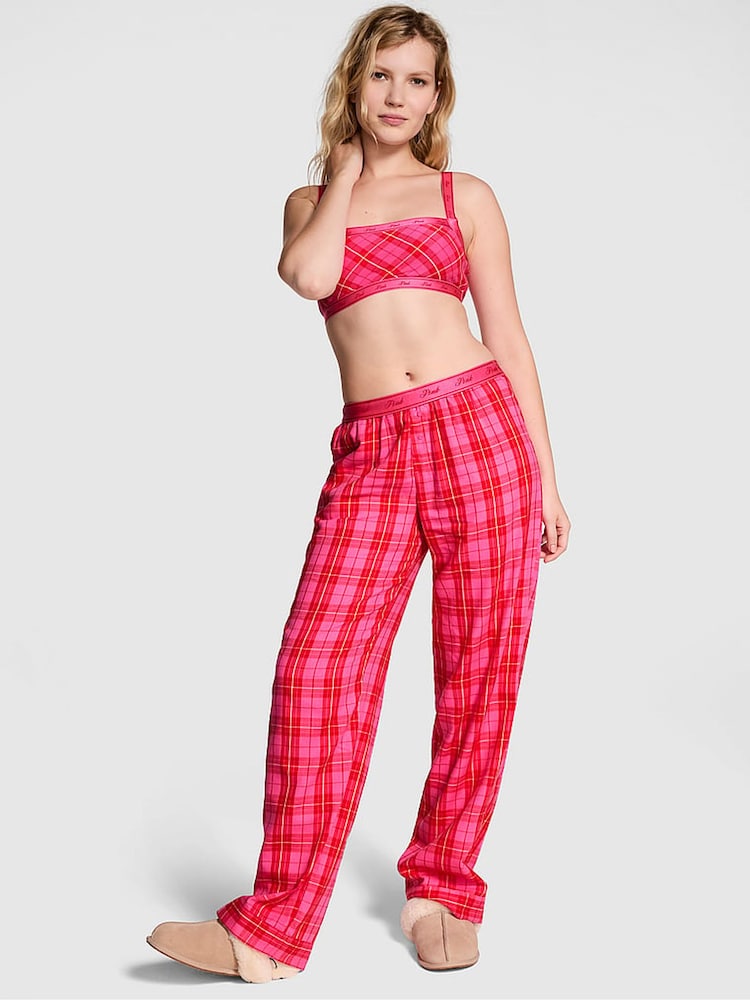 Victoria's Secret PINK Pink Rose Plaid Trouser Pyjama Bottoms - Image 1 of 4