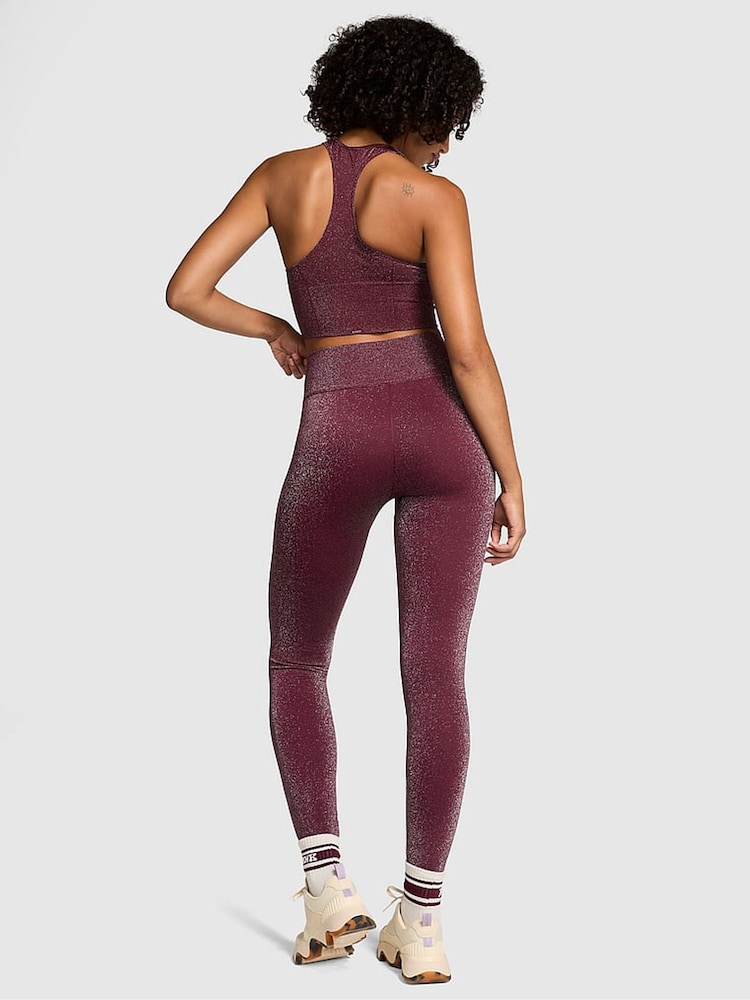 Victoria's Secret PINK Purple Rose Shine Leggings - Image 2 of 3 Victoria's Secret PINK Purple Rose Shine Leggings - Image 2 of 3