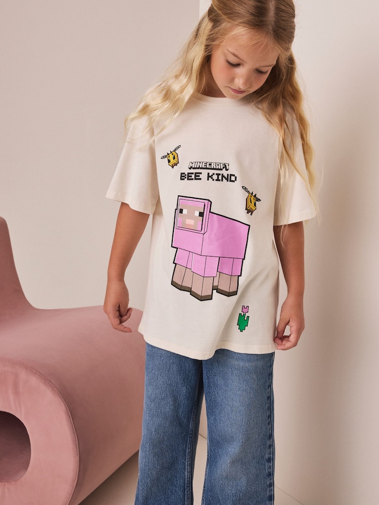 بيج فاتح - تيشِرت واسع بطبعة شخصيات Minecraft بنمط غرافيك (3 - 16 سنة) - Image 1 of 4 بيج فاتح - تيشِرت واسع بطبعة شخصيات Minecraft بنمط غرافيك (3 - 16 سنة) - Image 1 of 4