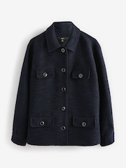 Navy Boucle Button Up Shacket - Image 6 of 8