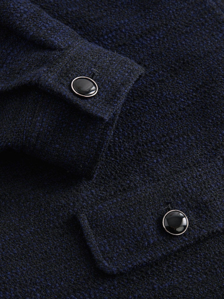 Navy Boucle Button Up Shacket - Image 7 of 8