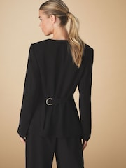 Black Button Through Collarless Blazer - Image 3 of 7