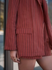 Rust Brown Stripe Relaxed Textured Blazer - Image 5 of 5