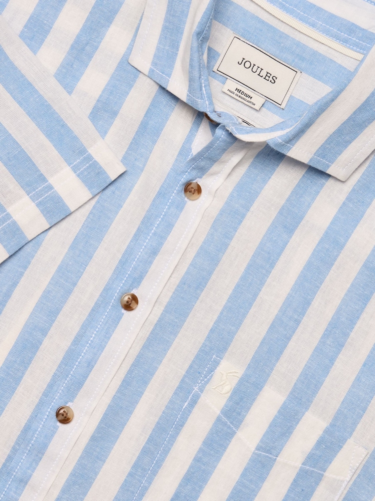 Синий/белый в полоску - С коротким рукавом - Joules Linen Blend Shirt - Image 1 of 7