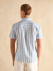 Синий/белый в полоску - С коротким рукавом - Joules Linen Blend Shirt - Image 3 of 7