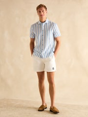 Синий/белый в полоску - С коротким рукавом - Joules Linen Blend Shirt - Image 4 of 7