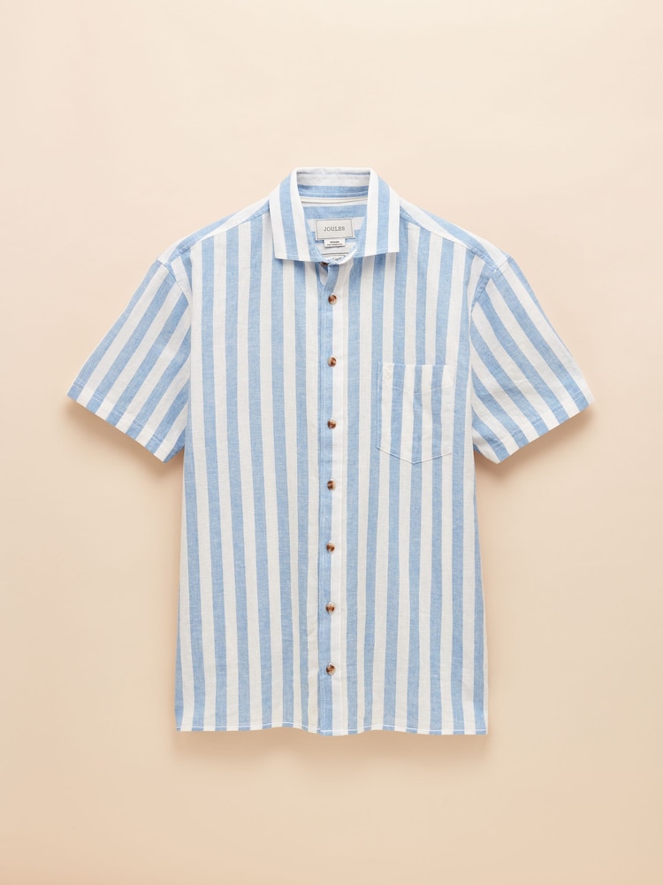 Синий/белый в полоску - С коротким рукавом - Joules Linen Blend Shirt - Image 7 of 7
