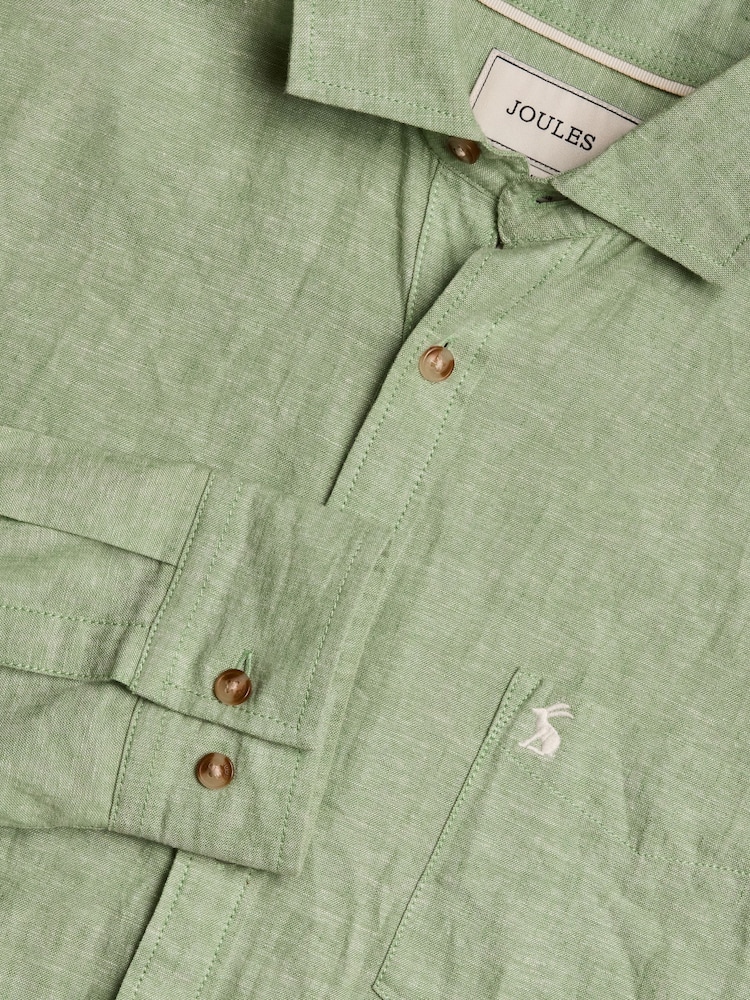 Зеленый - С длинным рукавом - Joules Linen Blend Shirt - Image 1 of 9