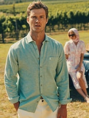 Зеленый - С длинным рукавом - Joules Linen Blend Shirt - Image 2 of 9