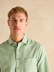 Зеленый - С длинным рукавом - Joules Linen Blend Shirt - Image 6 of 9