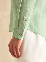 Зеленый - С длинным рукавом - Joules Linen Blend Shirt - Image 7 of 9