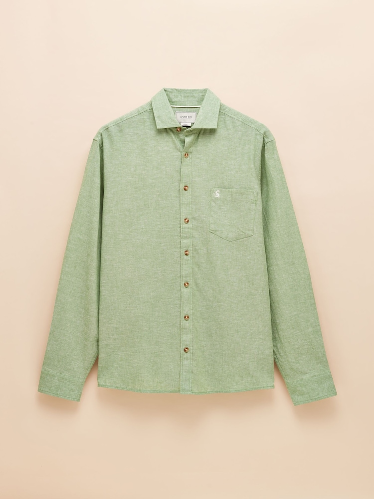 Зеленый - С длинным рукавом - Joules Linen Blend Shirt - Image 9 of 9