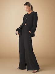 Black Tailored Crepe Super Wide Trousers - Image 2 of 8