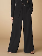 Black Tailored Crepe Super Wide Trousers - Image 3 of 8