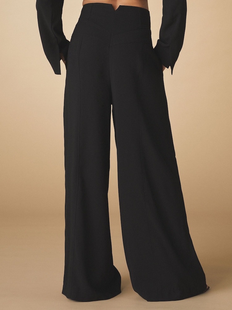 Noir - Pantalon coupe ajustée super large en crêpe - Image 4 of 8