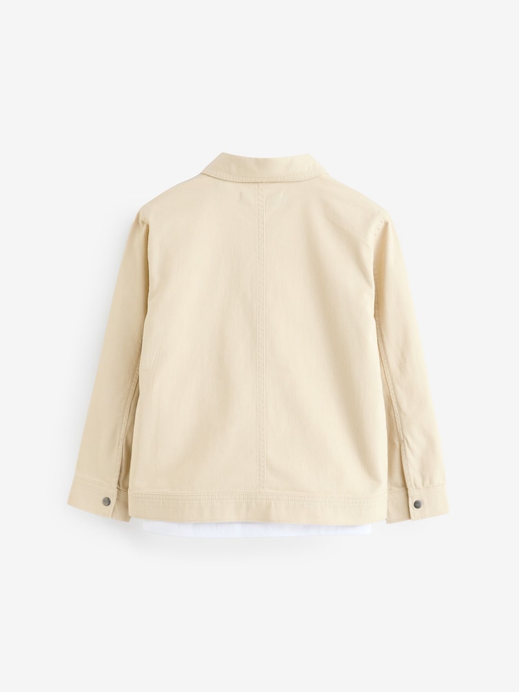 smALLSAINTS Beige Boys Shacket and T-Shirt Set - Image 6 of 10