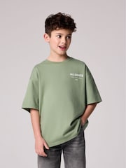 smALLSAINTS Sage Green Oversized Underground Crew 100% Cotton T-Shirt - Image 1 of 7