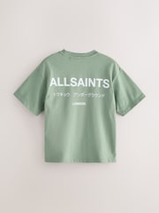 smALLSAINTS Sage Green Oversized Underground Crew 100% Cotton T-Shirt - Image 5 of 7