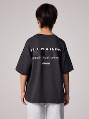 smALLSAINTS Black/Redact Oversized Underground Crew 100% Cotton T-Shirt - Image 1 of 8