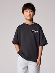 smALLSAINTS Black/Redact Oversized Underground Crew 100% Cotton T-Shirt - Image 2 of 8