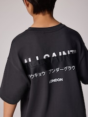 smALLSAINTS Black/Redact Oversized Underground Crew 100% Cotton T-Shirt - Image 4 of 8