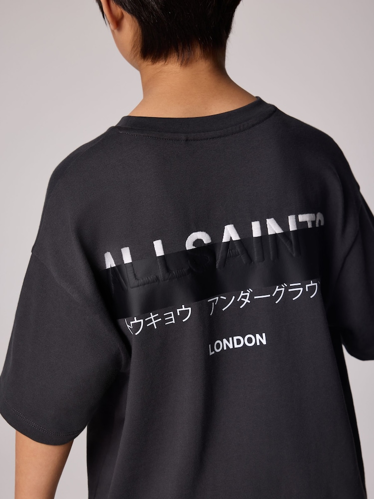 Noir/Rouge - smALLSAINTS Oversized Underground Crew 100% Cotton T-Shirt - Image 4 of 8