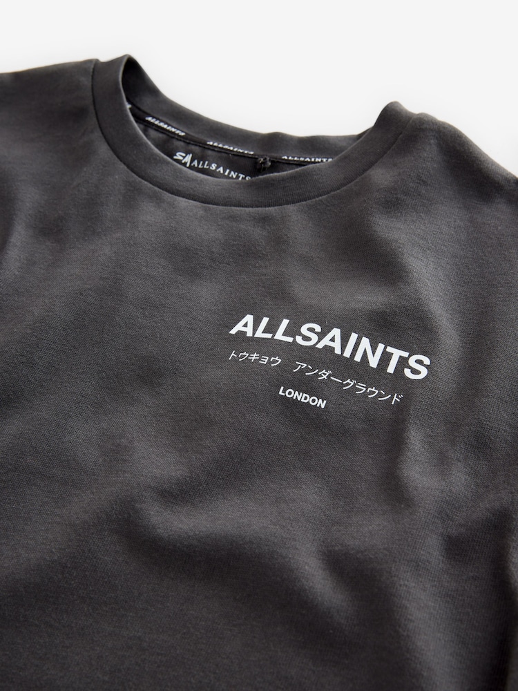 Noir/Rouge - smALLSAINTS Oversized Underground Crew 100% Cotton T-Shirt - Image 7 of 8