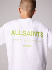 smALLSAINTS White/Lime Oversized Underground Crew 100% Cotton T-Shirt - Image 1 of 7