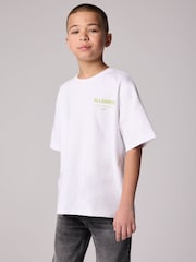 smALLSAINTS White/Lime Oversized Underground Crew 100% Cotton T-Shirt - Image 2 of 7