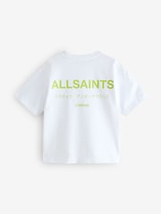 smALLSAINTS White/Lime Oversized Underground Crew 100% Cotton T-Shirt - Image 6 of 7