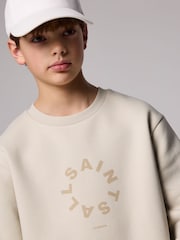 smALLSAINTS Beige Tierra Oversized Logo Crew Sweatshirt - Image 3 of 7
