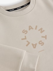 smALLSAINTS Beige Tierra Oversized Logo Crew Sweatshirt - Image 7 of 7