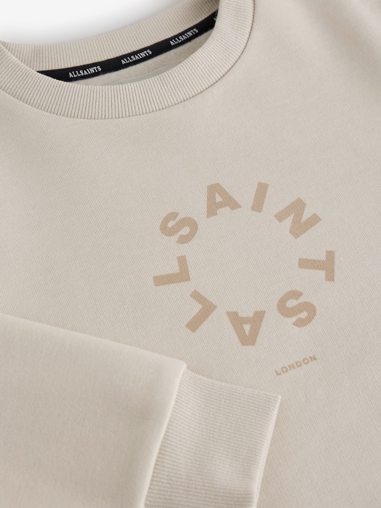 smALLSAINTS Beige Tierra Oversized Logo Crew Sweatshirt - Image 7 of 7