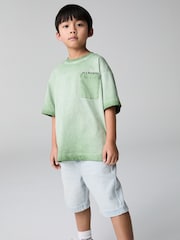 أخضر - smALLSAINTS Oversized Pocket Washed Crew T-Shirt - صورة 1 من 7