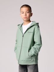 smALLSAINTS Green Oversized Underground Zip 100% Cotton Hoodie - Image 1 of 7