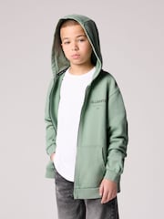smALLSAINTS Green Oversized Underground Zip 100% Cotton Hoodie - Image 2 of 7