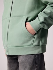 smALLSAINTS Green Oversized Underground Zip 100% Cotton Hoodie - Image 4 of 7