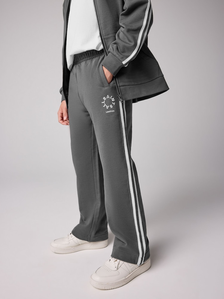 smALLSAINTS Charcoal Grey Tierra Logo Wide Leg 100% Cotton Joggers - Image 1 of 9