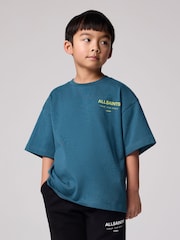 smALLSAINTS Navy/Lime Oversized Underground Crew 100% Cotton T-Shirt - Image 1 of 9