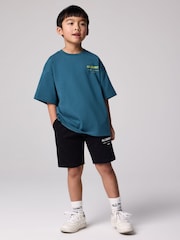 smALLSAINTS Navy/Lime Oversized Underground Crew 100% Cotton T-Shirt - Image 2 of 9