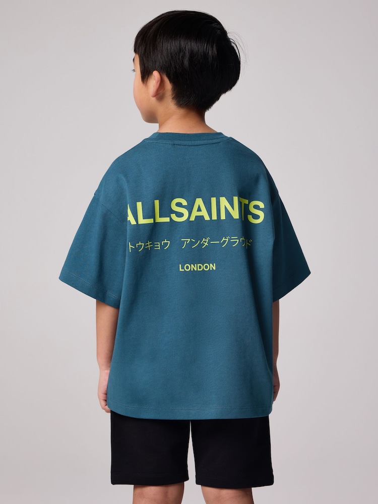 Marineblau/Limette - smALLSAINTS – Übergroßes Underground Rundhals-T-Shirt aus 100 % Baumwolle - Image 3 of 9