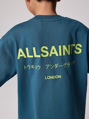 smALLSAINTS Navy/Lime Oversized Underground Crew 100% Cotton T-Shirt - Image 4 of 9