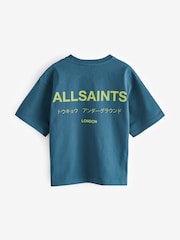 smALLSAINTS Navy/Lime Oversized Underground Crew 100% Cotton T-Shirt - Image 7 of 9