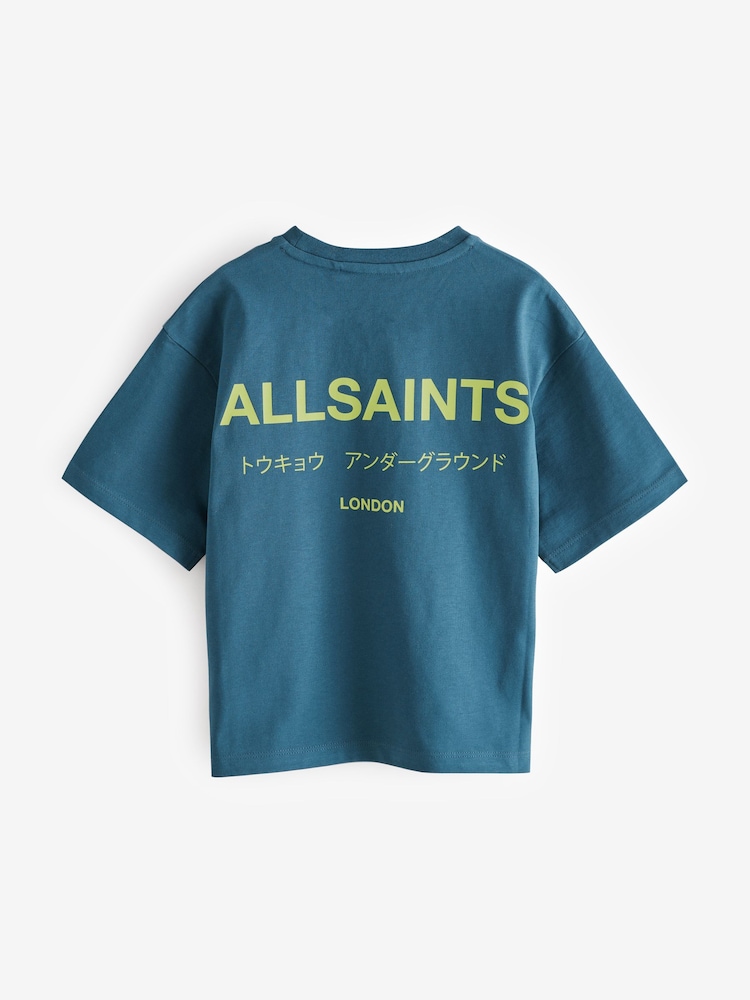 Marineblau/Limette - smALLSAINTS – Übergroßes Underground Rundhals-T-Shirt aus 100 % Baumwolle - Image 7 of 9