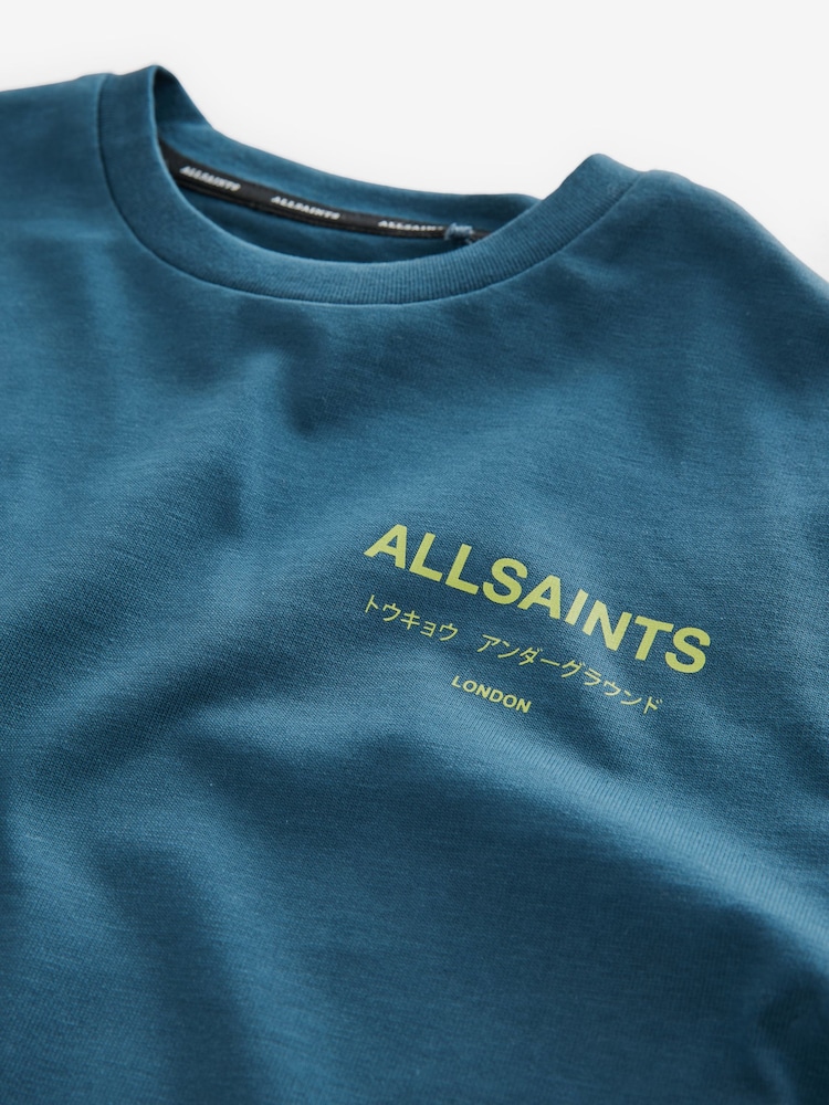 Marineblau/Limette - smALLSAINTS – Übergroßes Underground Rundhals-T-Shirt aus 100 % Baumwolle - Image 8 of 9