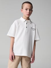 smALLSAINTS Boys Oversized Rafa Textured Short Sleeve 100% Cotton Polo Shirt - Image 1 of 8