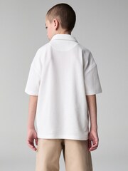 smALLSAINTS Boys Oversized Rafa Textured Short Sleeve 100% Cotton Polo Shirt - Image 2 of 8