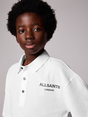 smALLSAINTS Boys Oversized Rafa Textured Short Sleeve 100% Cotton Polo Shirt - Image 3 of 8